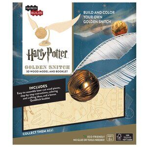 NEW Harry Potter Golden Snitch 3D Wood Model and Booklet